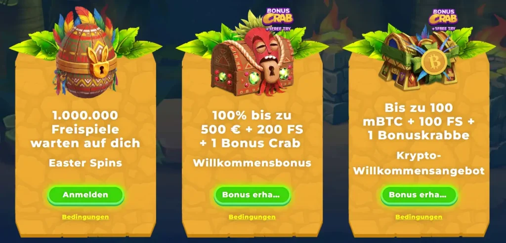 Wazamba Casino Bonusangebote mit Freispiele, Willkommensbonus und Krypto Bonus