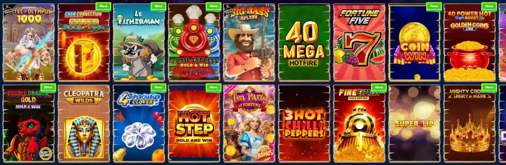 Wazamba Casino Slot Spiele Auswahl mit verschiedenen Spielautomaten